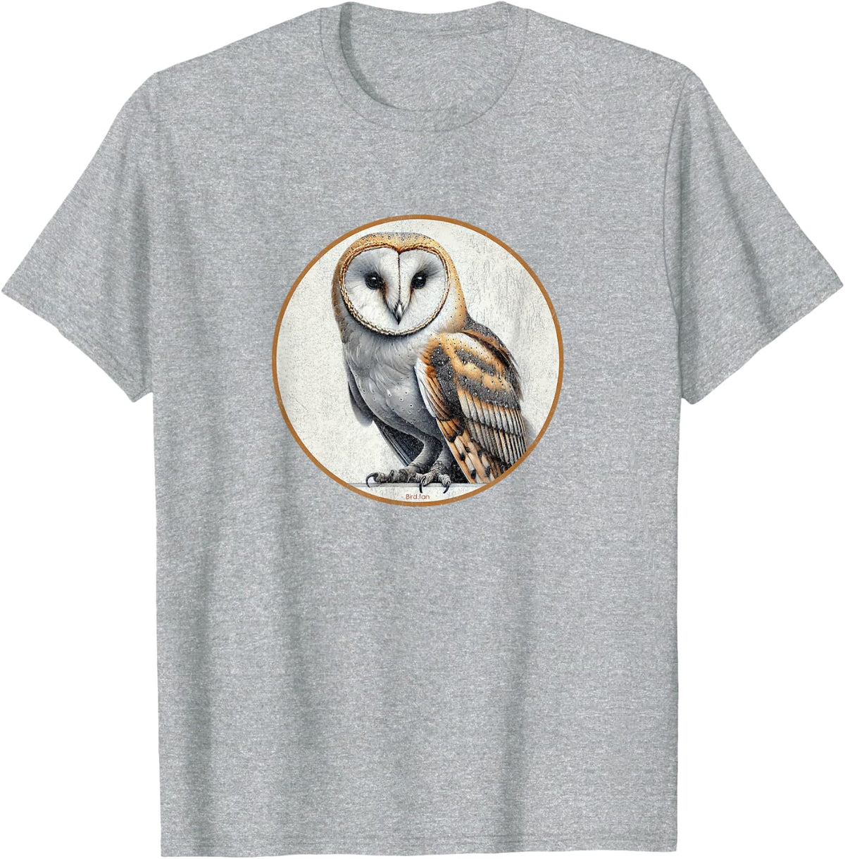 Colorful Retro Barn Owl Bird Design T-Shirt - Heather Grey