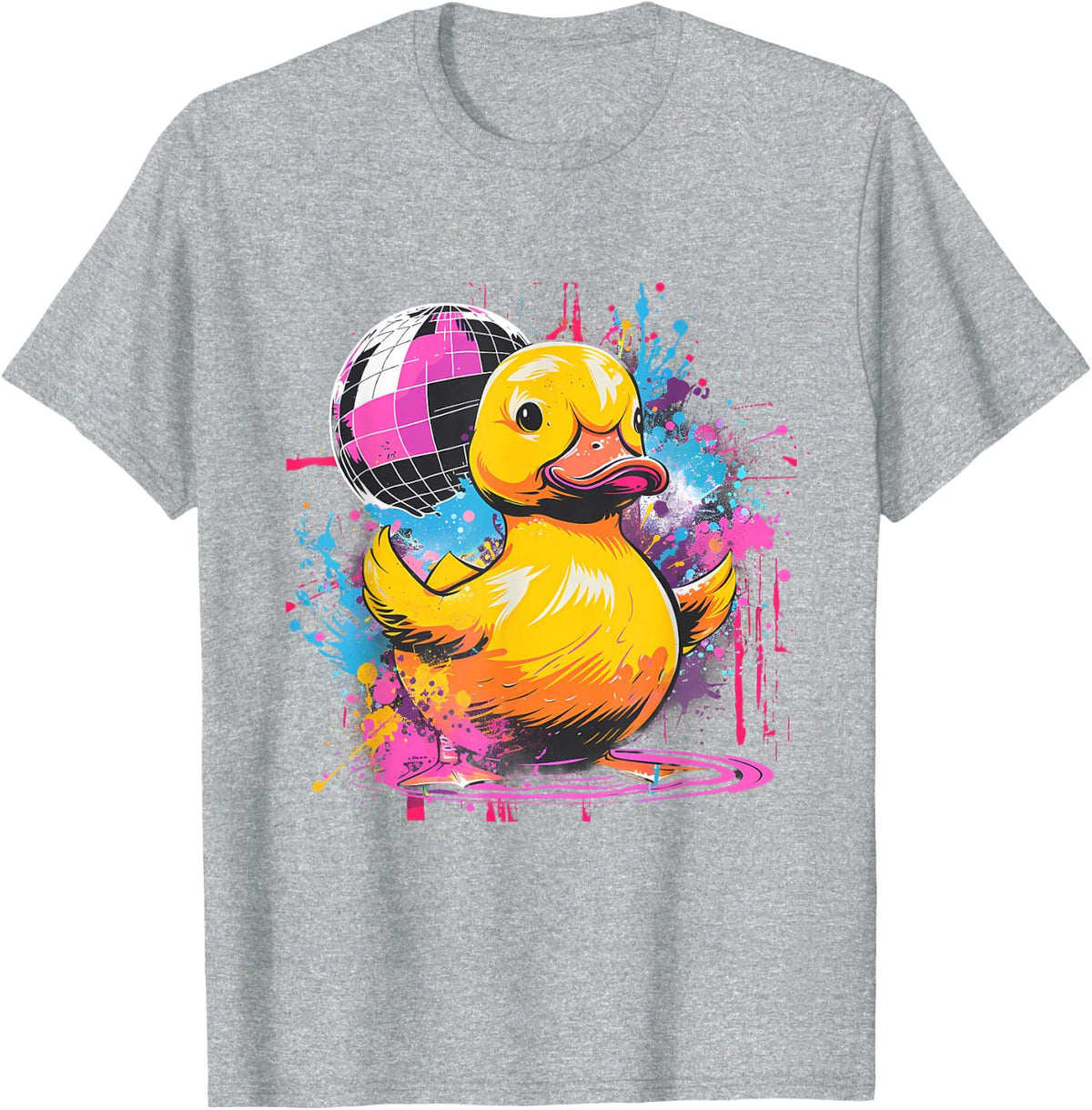 Rubber Duck Disco Rubber Duckie Watercolor Rubber Duckling T-Shirt - Heather Grey