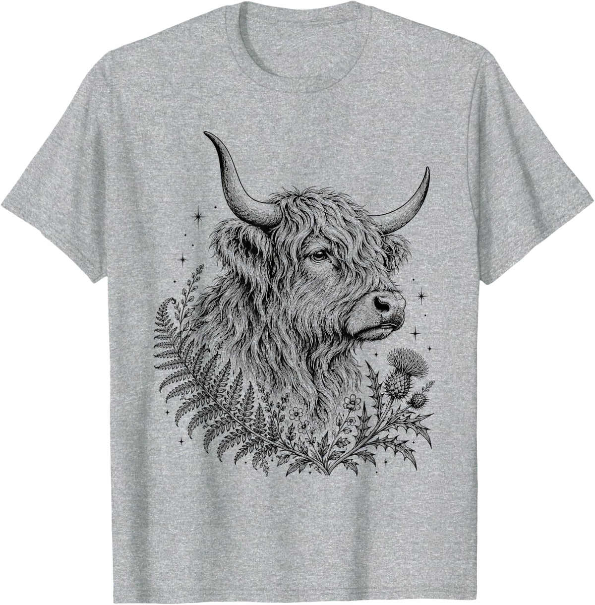 Scottish Highland Cow Cattle Nature Lover T-Shirt - Heather Grey