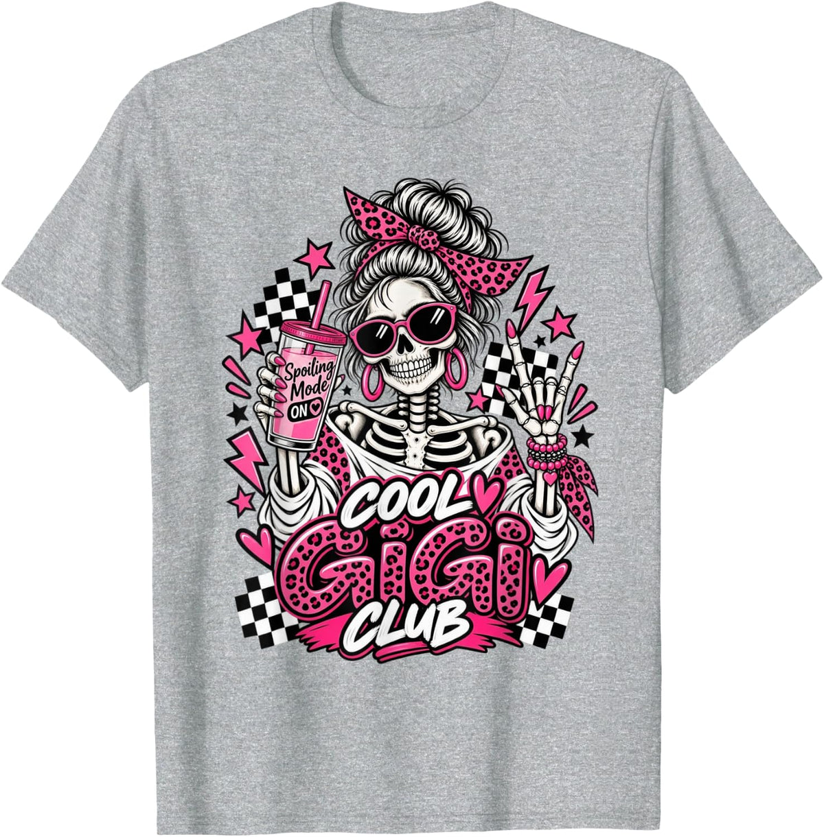 Gigi Messy Bun Cool Gigi Club T-Shirt - Heather Grey