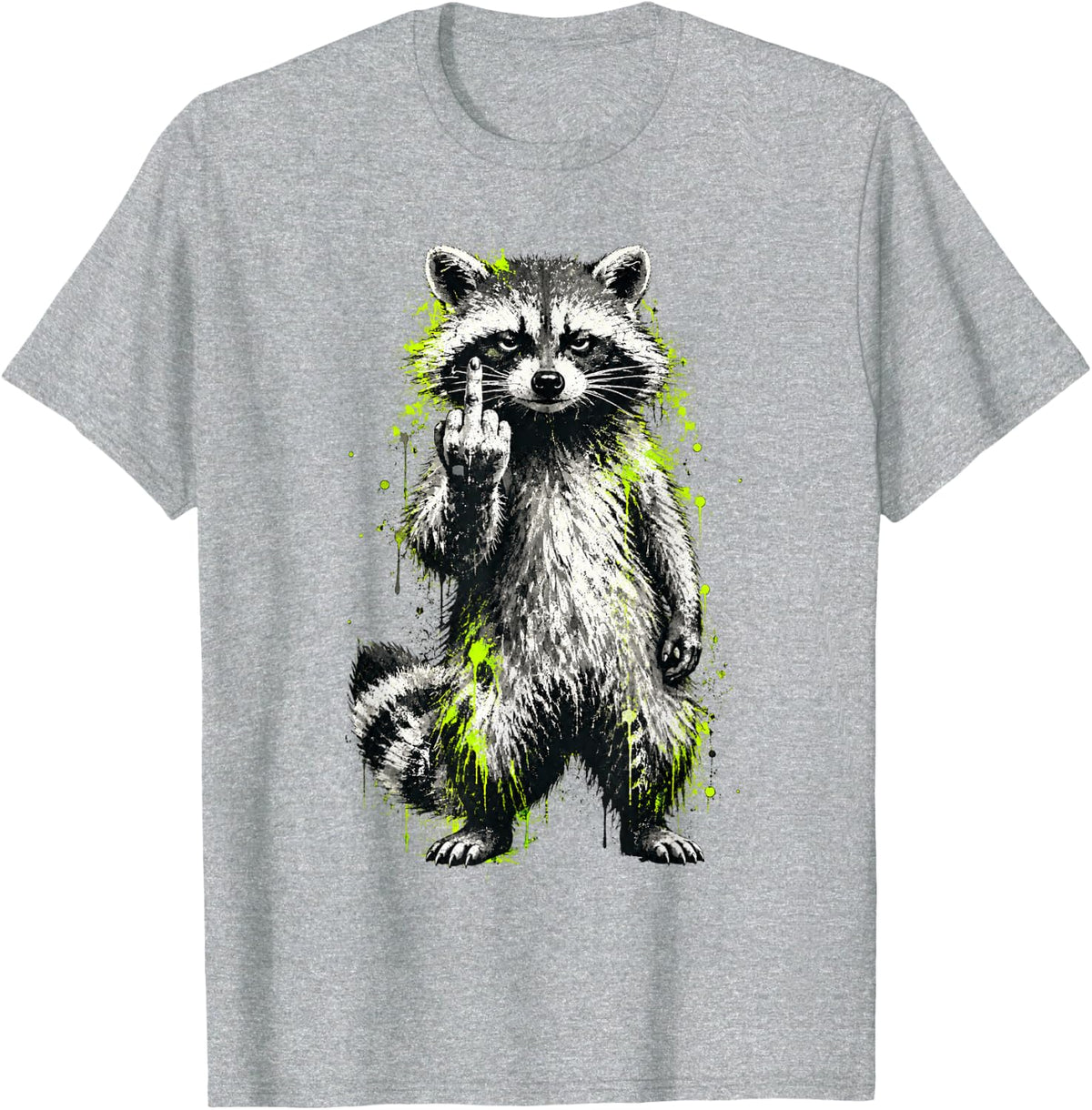 Funny Raccoon Middle Finger Trash Panda Adult Humor T-Shirt - Heather Grey