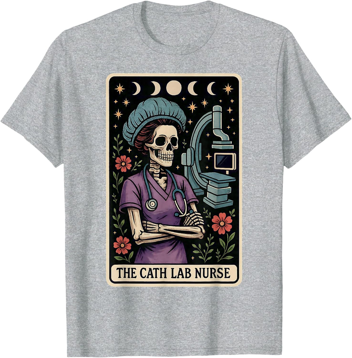 The Cath Lab Nurse Catheter Laboratory Nurse Cardiac Tarot T-Shirt - Heather Grey