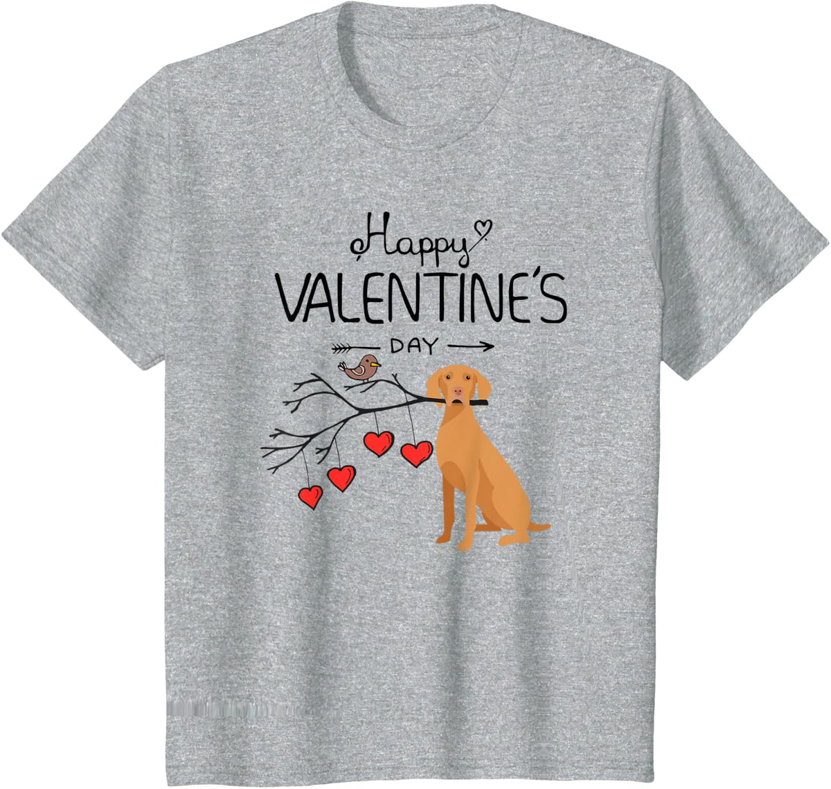 Valentines Day Vizsla T-Shirt Dog is My Love - Heather Grey